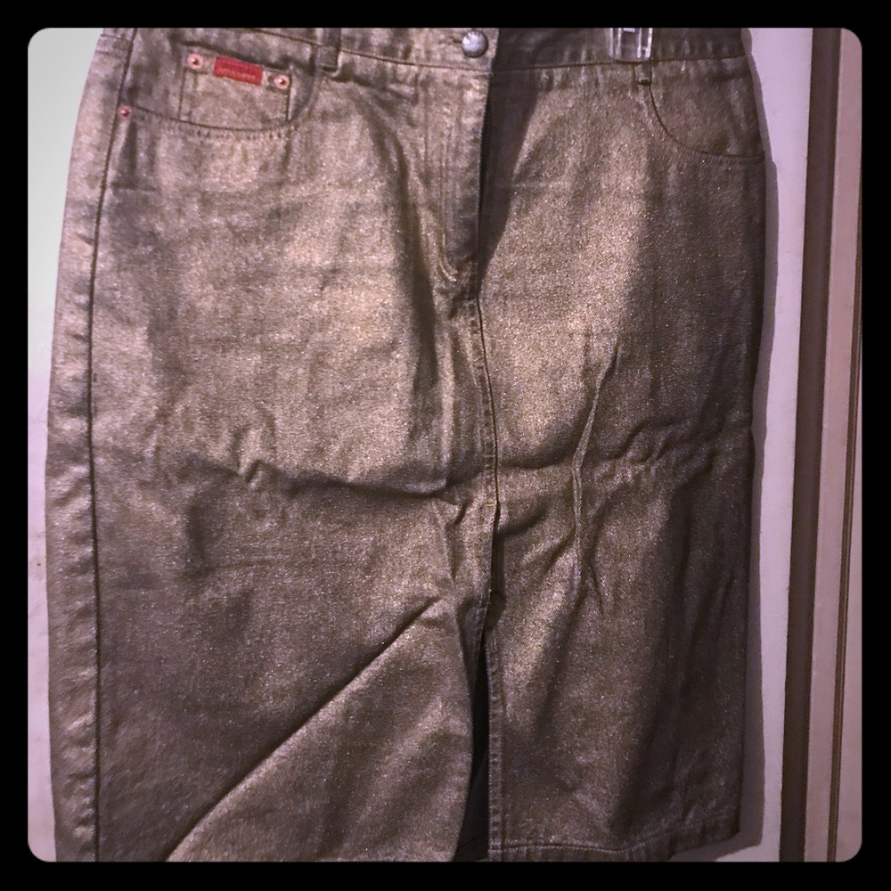 Gold Jean Mid Skirt